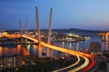 Golden Bridge in Vladivostok. Russia
