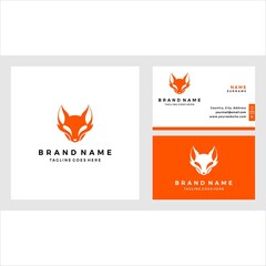 Head fox logo template with business card design