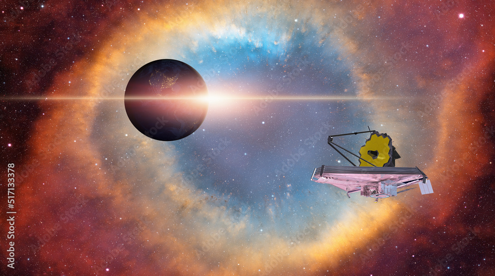 Poster james webb space telescope in space 