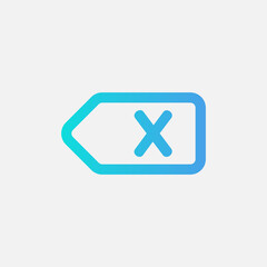 Delete icon in gradient style about text editor, use for website mobile app presentation