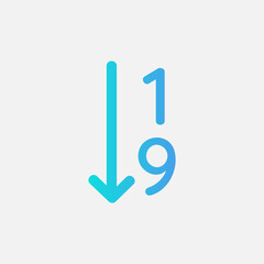 Sort number icon in gradient style about text editor, use for website mobile app presentation