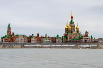 Obraz premium Winter view of Yoshkar Ola Embankment in Mari El Republic Russia