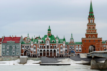Obraz premium Winter view of Yoshkar Ola Embankment in Mari El Republic Russia