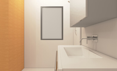 Naklejka na ściany i meble Bathroom interior bathtub. 3D rendering.. Mockup. Empty paintings