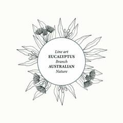 Fototapeta premium Hand drawn Australian native eucalyptus frame