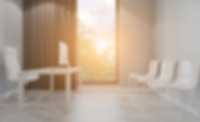 Open space office interior with like conference room. Mockup. 3D. Abstract blur phototography.