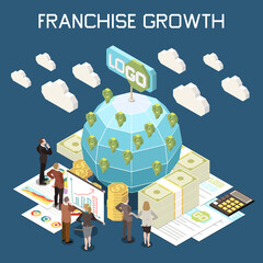 Franchise Growth isometric background