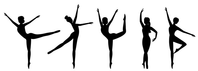 Ballet dancer. Silhouettes of dancing ballerinas, vector illustration