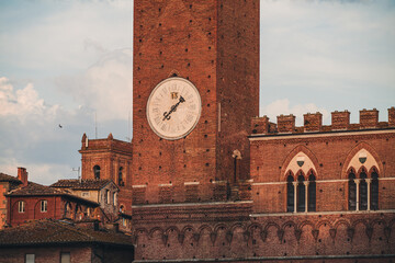 SIENA, ITALY-SEPTEMBER 2021: amazing architecture in Piazza del Campo