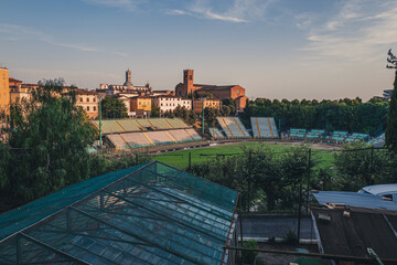 SIENA, ITALY-SEPTEMBER 2021: View of the old stadium in the city