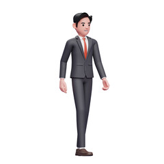 businessman in formal suit walking, 3D render walking businessman character illustration