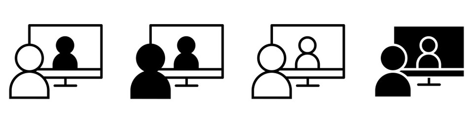 Video conference icon vector set. webinar illustration sign collection. communication symbol or logo.