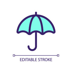 Umbrella pixel perfect RGB color ui icon. Investment protection. Simple filled line element. GUI, UX design for mobile app. Vector isolated pictogram. Editable stroke. Arial font used