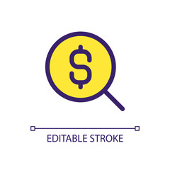 Search for best currency exchange rate pixel perfect RGB color ui icon. Simple filled line element. GUI, UX design for mobile app. Vector isolated pictogram. Editable stroke. Arial font used