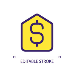 Price tag pixel perfect RGB color ui icon. Product value. Goods retail. Simple filled line element. GUI, UX design for mobile app. Vector isolated pictogram. Editable stroke. Arial font used