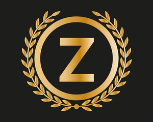 Z Gold Letter Design Vector with Golden Luxury Colors and Monogram Design