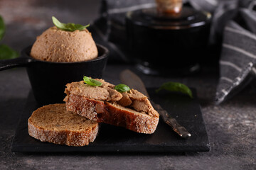 natural chicken pate with rye bread