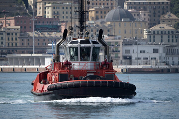 tugboat in Genoa harbor, Italy - Powered by Adobe