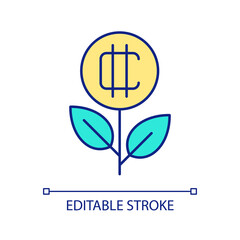 Growing up crypto investment RGB color icon. Profit from operations with digital currency. Trader success. Isolated vector illustration. Simple filled line drawing. Editable stroke. Arial font used