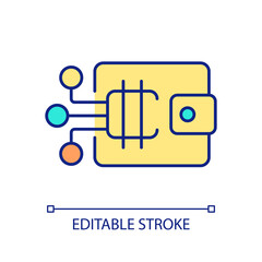 Crypto wallet RGB color icon. Storage of cryptocurrencies. Access to personal portfolio. Blockchain. Isolated vector illustration. Simple filled line drawing. Editable stroke. Arial font used