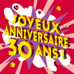 Carte Joyeux Anniversaire 30 ans 2023 2