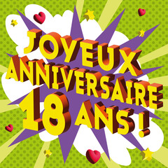 Carte Joyeux Anniversaire 18 ans 2023 1