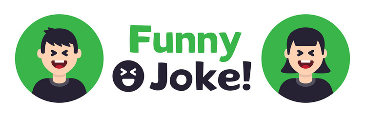 Cartoon character laughing at a funny joke, vector illustration.