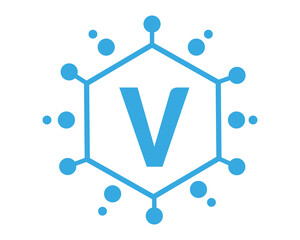 V Letter logo Design Vector with dots.