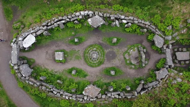 Druids Temple Landmark in Masham near Ripon North Yorkshire in England - Aerial Drone 4K HD Top Down