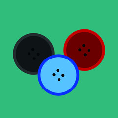 Black, blue and red buttons