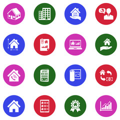 Property Market Icons. White Flat Design In Circle. Vector Illustration.