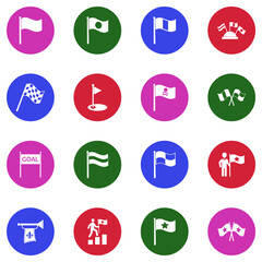 Flags Icons. White Flat Design In Circle. Vector Illustration.