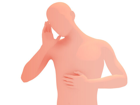 recommend clip art: 3d illustration of human silhouette with headache and stomach ache. Cut out on white background with natural colors.