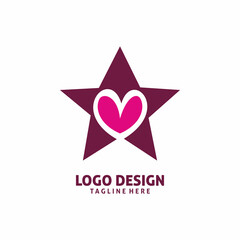 love heart star logo design
