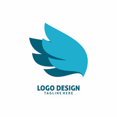blue double wing logo design
