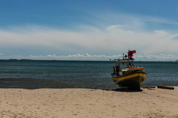 Fishing boat on the beach in Gdynia Orlowo