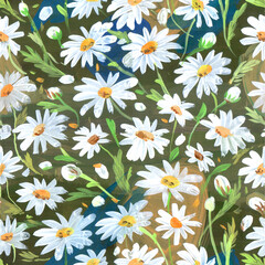 Floral seamless pattern hand drawn with gouache - 517149758