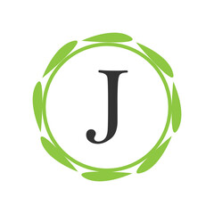 Initial nature leaf J letter Logo Design vector Template. Abstract Letter J logo Design