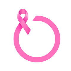 Pink ribbon curve in circle shape. Breast Cancer Awareness Month Campaign. Icon design. Vector illustration