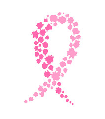 Pink ribbon. Breast cancer awareness month. Fight symbol vector illustration.