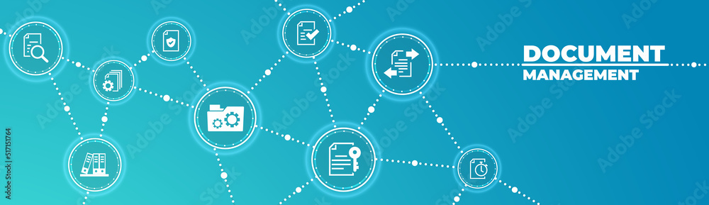 Wall mural document management vector illustration. blue concept with no people related to digital file storage
