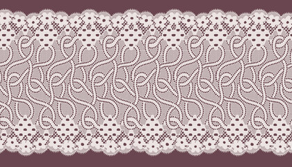 Wide lace trim with little flower and line. - obrazy, fototapety, plakaty
