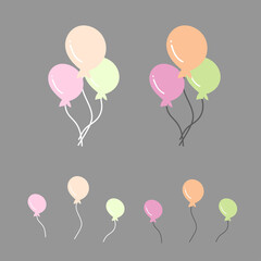 Balloon with three colors in group. Cute balloon for celebration. Balloon party.