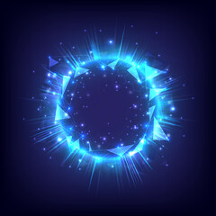 Glowing swirl hexagon light effect. Futuristic flame swirl universe trail effect. Magic polygon ring. Power energy of circular element. Luminous sci-fi. Shining neon lights cosmic. LED eclipe color