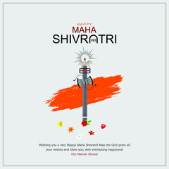 illustration of Hindu Religion Happy Maha Shivratri Festival with pencil concept