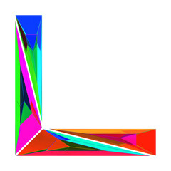 Fototapeta premium Letter L made of colored triangular crystals, isolated on white, 3d rendering