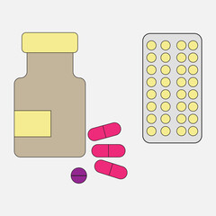 pills and bottle vector illustration medicine icon pharmacy tablets