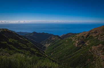Viewpoint called Bica da Cana from which pico do arieiro and other peaks can be seen - Madeira, Portugal. October 2021