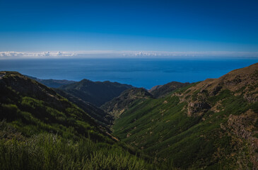 Viewpoint called Bica da Cana from which pico do arieiro and other peaks can be seen - Madeira,...
