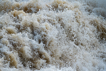 Close up Water Flow, Small Waterfall, Splashing Water, Water Bubbles, Flowing Water